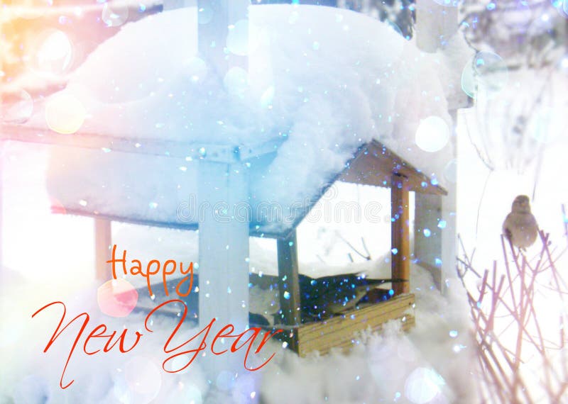 Winter Scene. Christmas and New Year Greetings Card Stock Image - Image