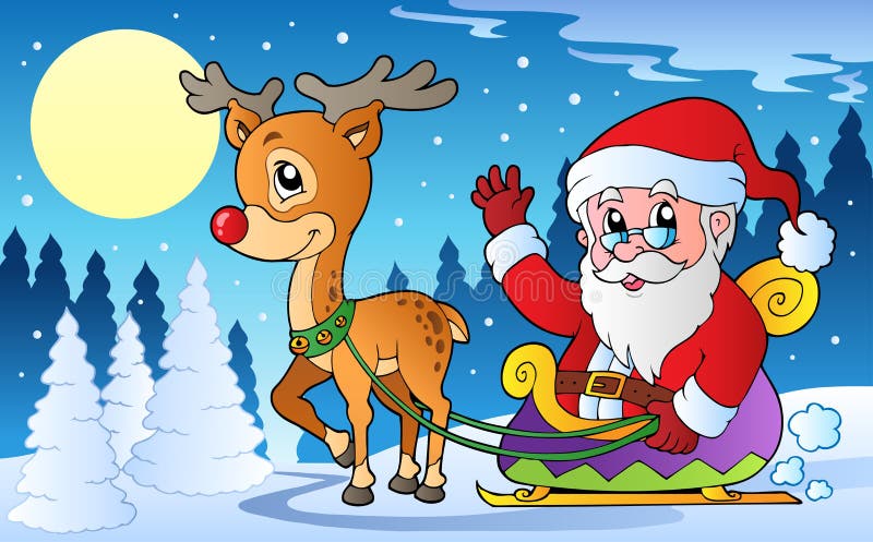 Winter scene with Christmas theme 1 stock illustration Winter scene with Christmas theme 1 stock illustration