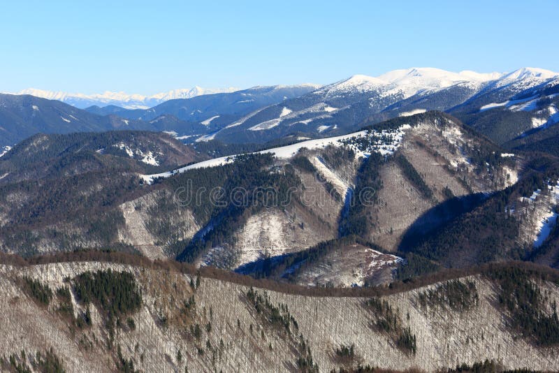 Winter scene in mountains