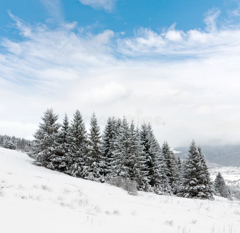 Winter scene in mountains