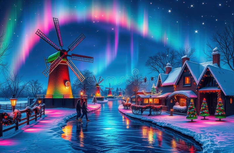 Winter Scene with Vibrant Colors at 25-11-2024 Stock Illustration ...