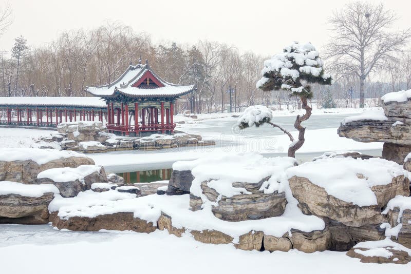 Winter scenery of Chinese park