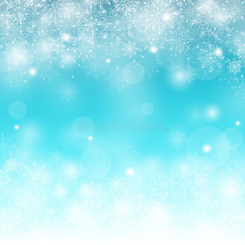Winter-Schnee-Hintergrund mit verschiedenen Schneeflocken lizenzfreie abbildung