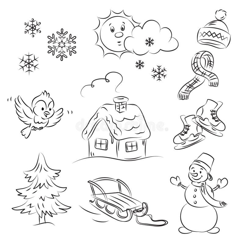 Winter-Set lizenzfreie abbildung