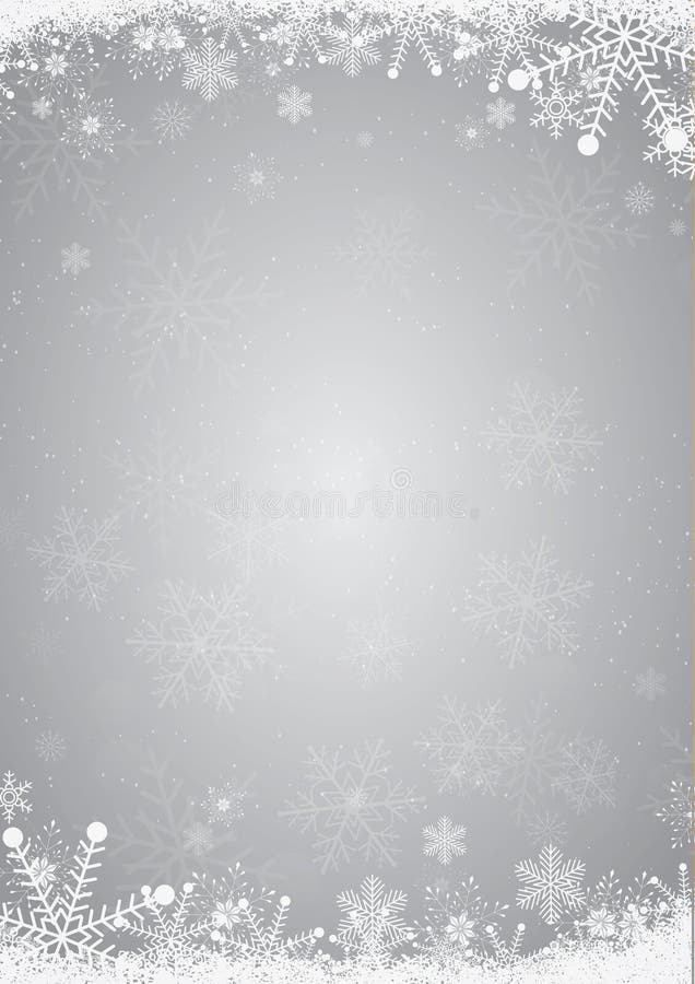 Winter silver christmas background with snowflake border