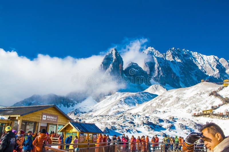 Winter ski chalet and cabin in snow mountain