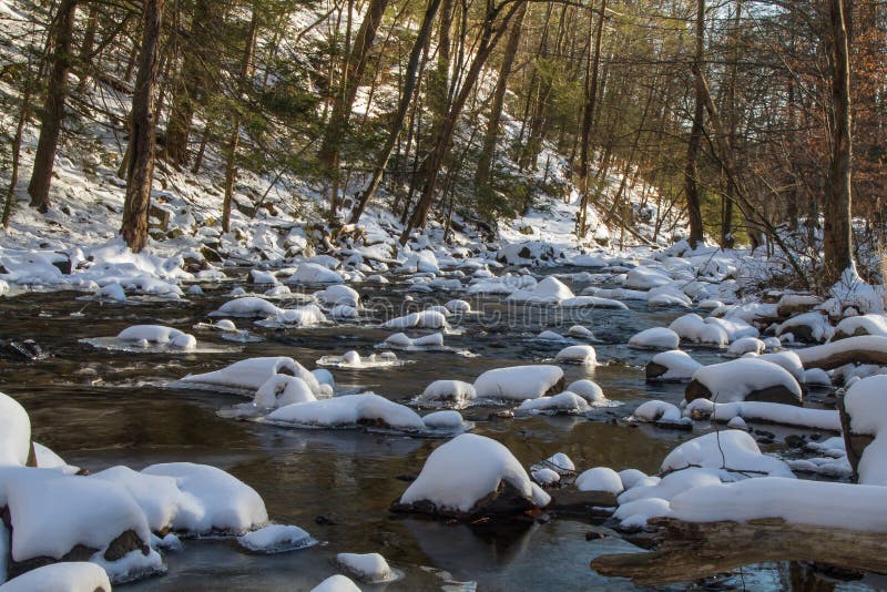 Winter Snow on the Creek stock image. Image of forest - 62853703