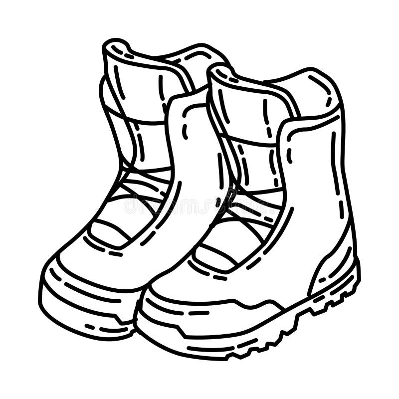 Winter Snowboarding Boots for Kids Icon. Doodle Hand Drawn or Outline ...