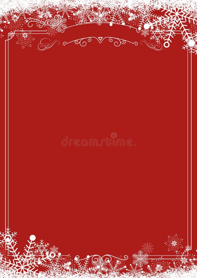 Winter snowflake retro border and Christmas red background background