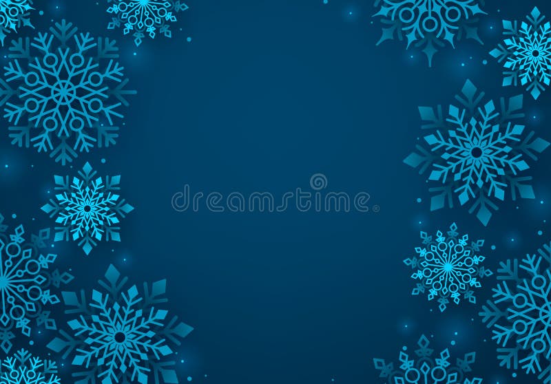 Winter snowflakes vector background. Winter snow background in blue color.