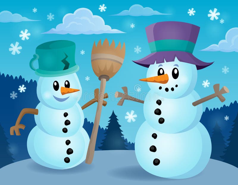 Winter Snowmen Thematics Image 1 Stock Vector Illustration Of