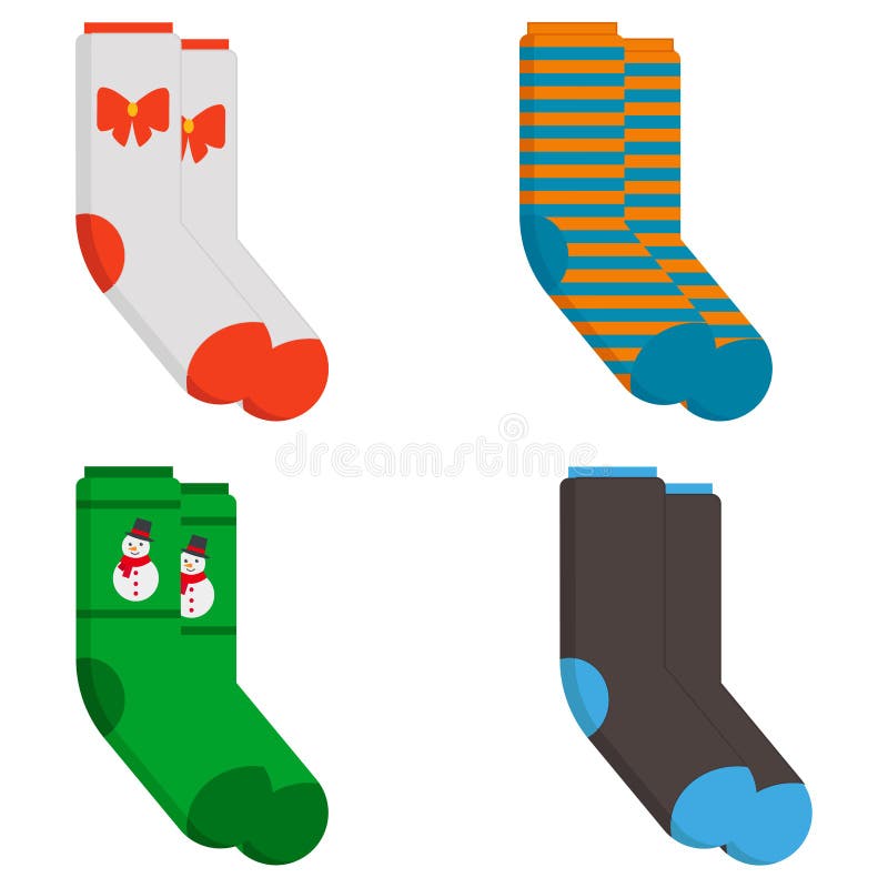 Set of Socks in a Different Pattern. Flat Vector Illustration Isolated ...