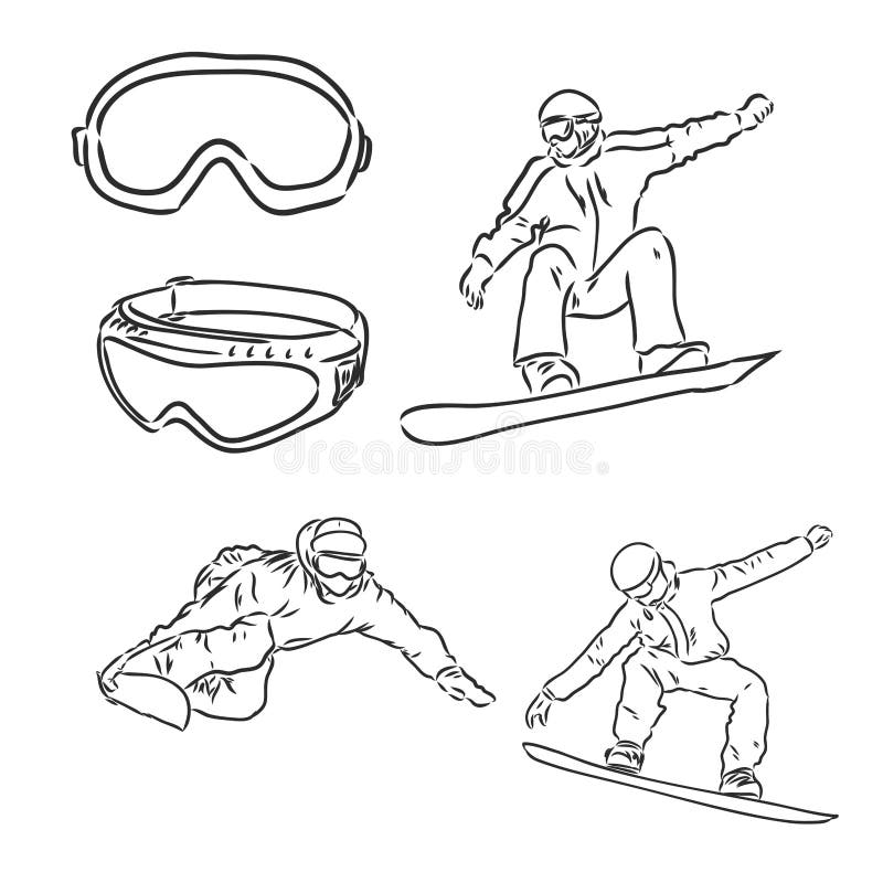 Snowboarding Freestyle Speed Line Drawing Sketch, Hand drawn Vector Outline  Artwork Stock Vector Image & Art - Alamy