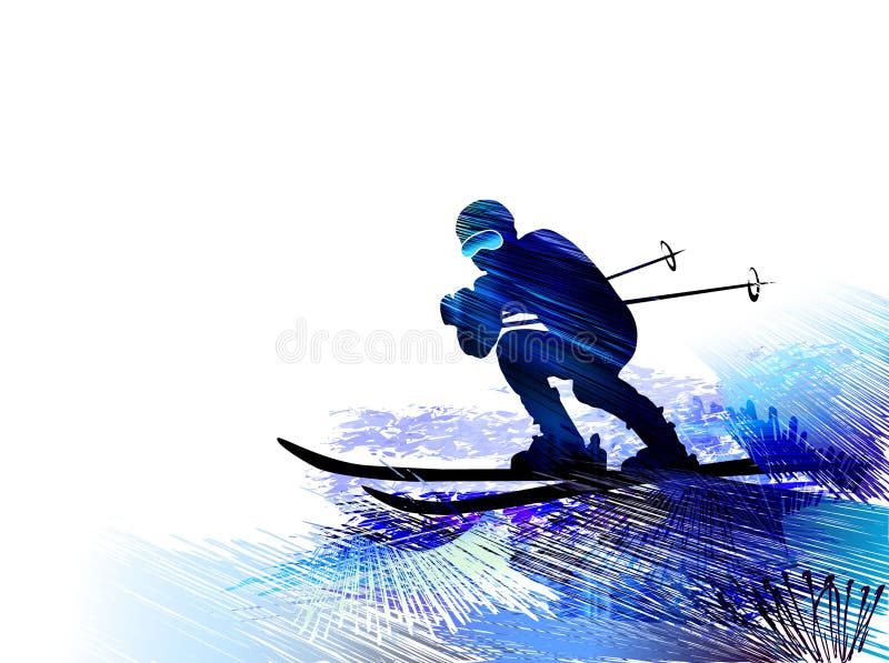Winter sport.Skiing man. Vector illustration