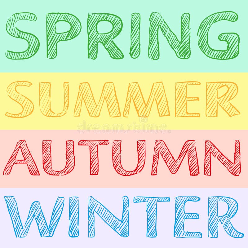 Winter Spring Autumn Summer Text Stock Vector ...