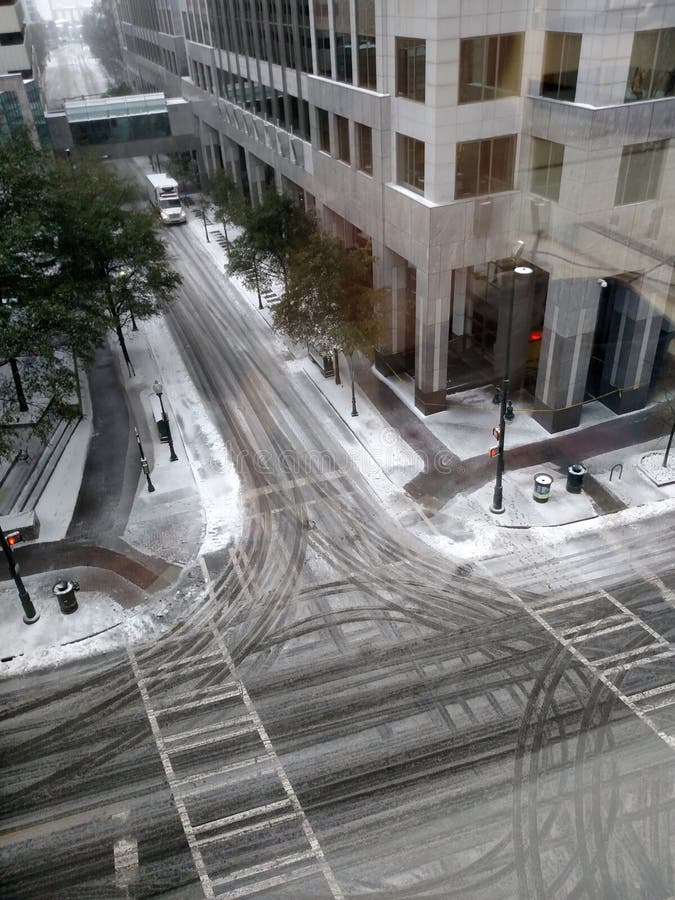Winter Storm Passing through Charlotte North Carolina Stock Photo
