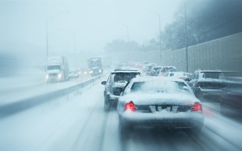 Winter Storm Traffic royalty free stock photo Winter Storm Traffic royalty free stock photo
