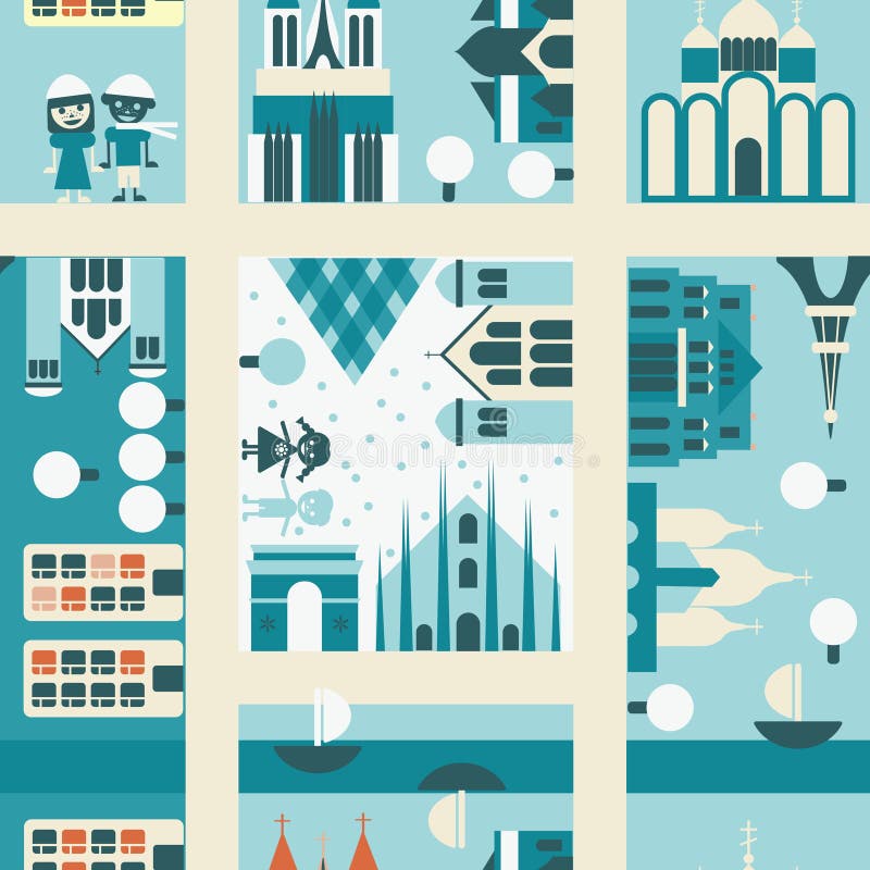 Winter street seamless backgrounds in vector vector illustration