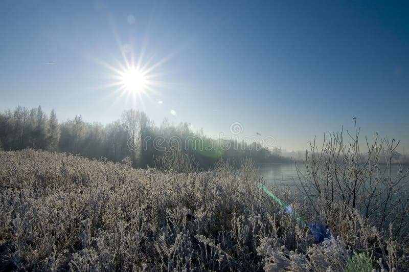 Winter sun landscape