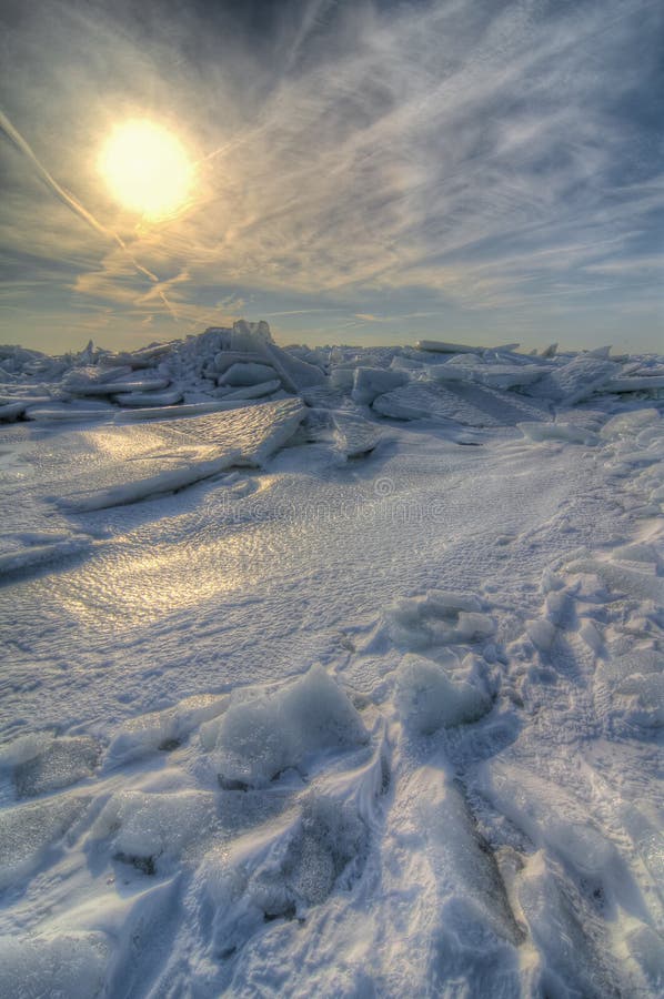Lake Erie Ice Sunrise stock image. Image of beautiful - 39466311