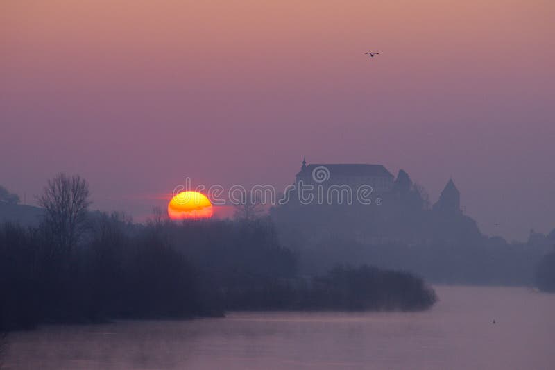 Winter Sunrise On Drava River