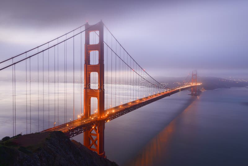 Misty Winter Sunrise near Golden Gate Bridge, San Francisco, California, USA