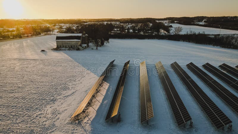 Winter solar panels with snow