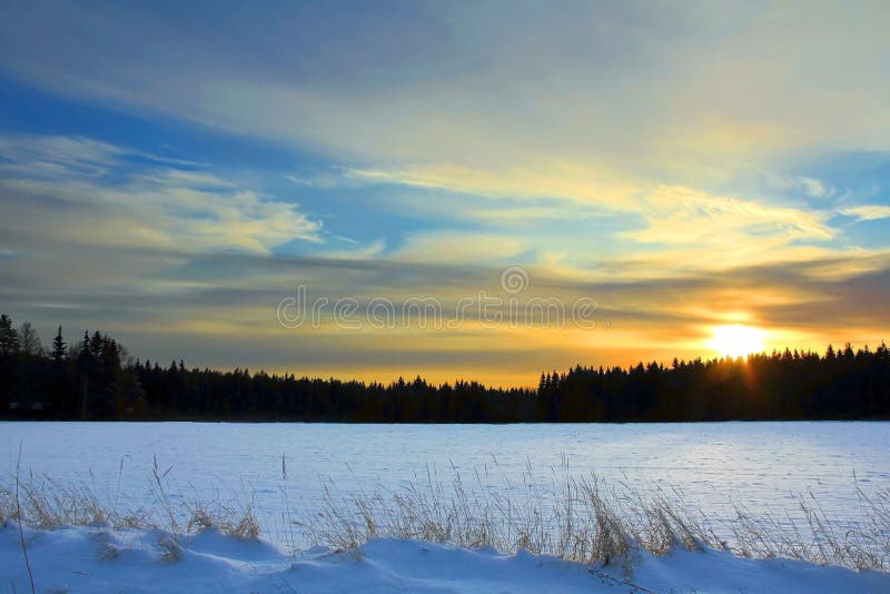 Winter Sunset in Finland royalty free stock image Winter Sunset in Finland royalty free stock image