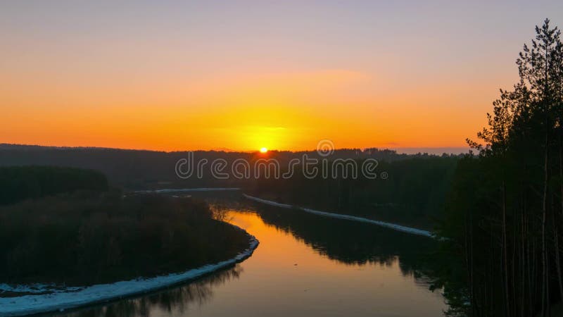 Winter sunset over the river