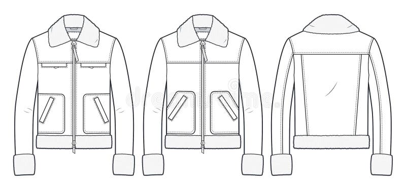 Leather Jacket Technical Drawing Stock Illustrations – 90 Leather