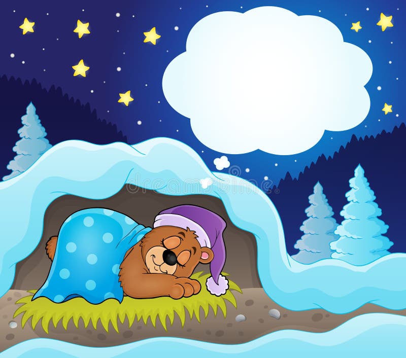 Winter theme with dreaming bear