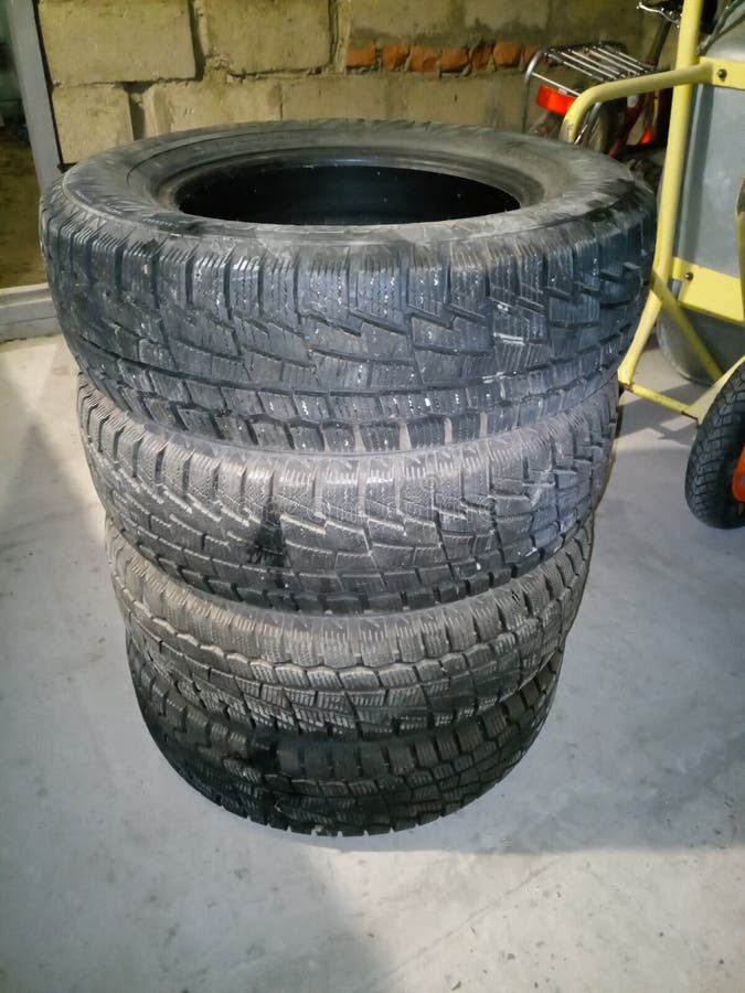 Winter Tires are in Garage. Replacement Cutting for Cars Stock Image