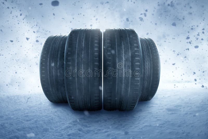 Winter tires in a snow storm