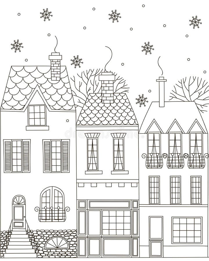 Winter House Coloring Pages for Adults Graphic by Design Shop · Creative  Fabrica