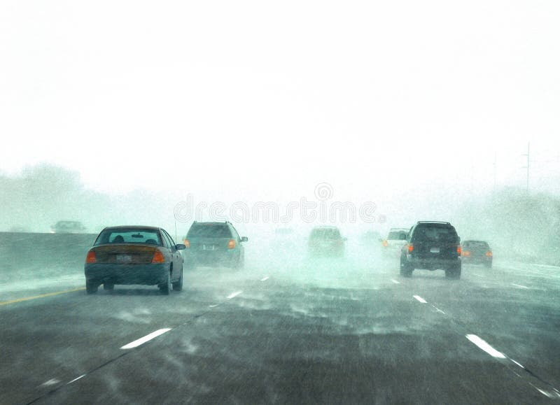 Winter traffic during a snow storm stock photo Winter traffic during a snow storm stock photo