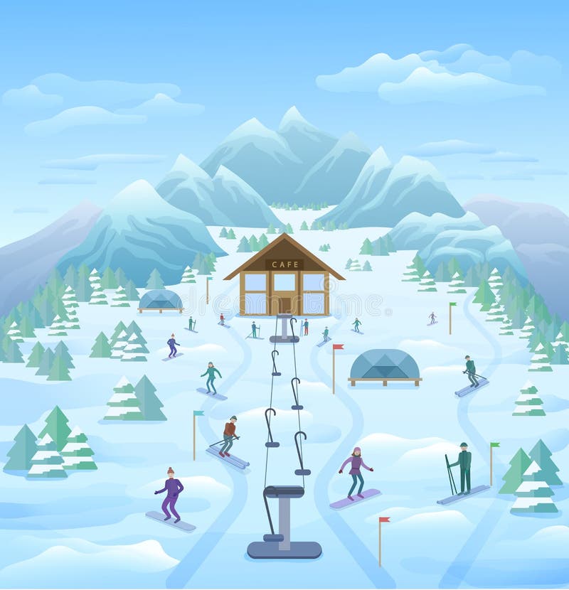 Winter Vacation, Words on Snow Stock Illustration - Illustration of ...