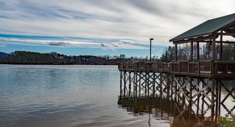 Winter View of a Fishing Pier â€“ Smith Mountain Lake, Virginia, USA stock images