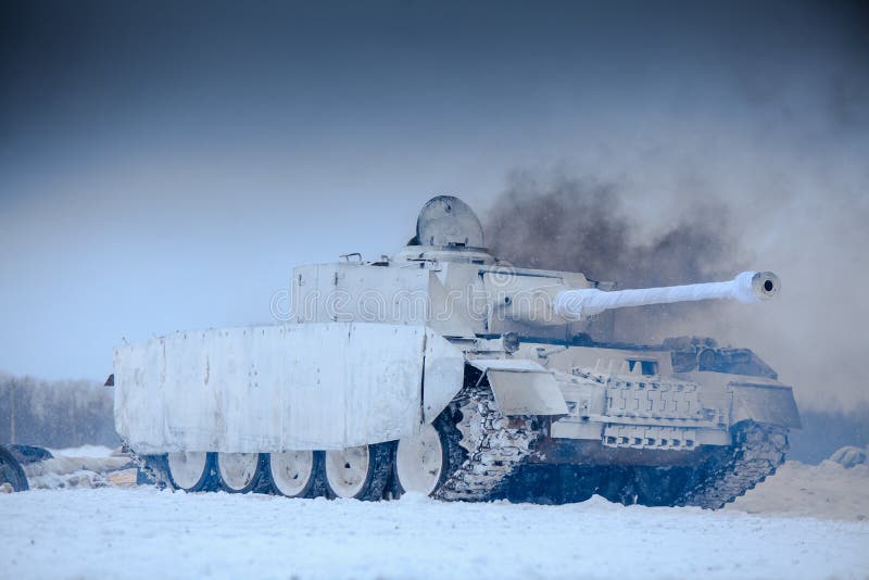 Winter view of the german WWII tank panzer Pz. IV.