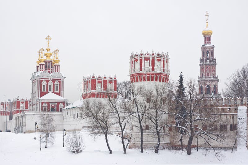 Russian orthodox churches in Novodevichy Convent stock image