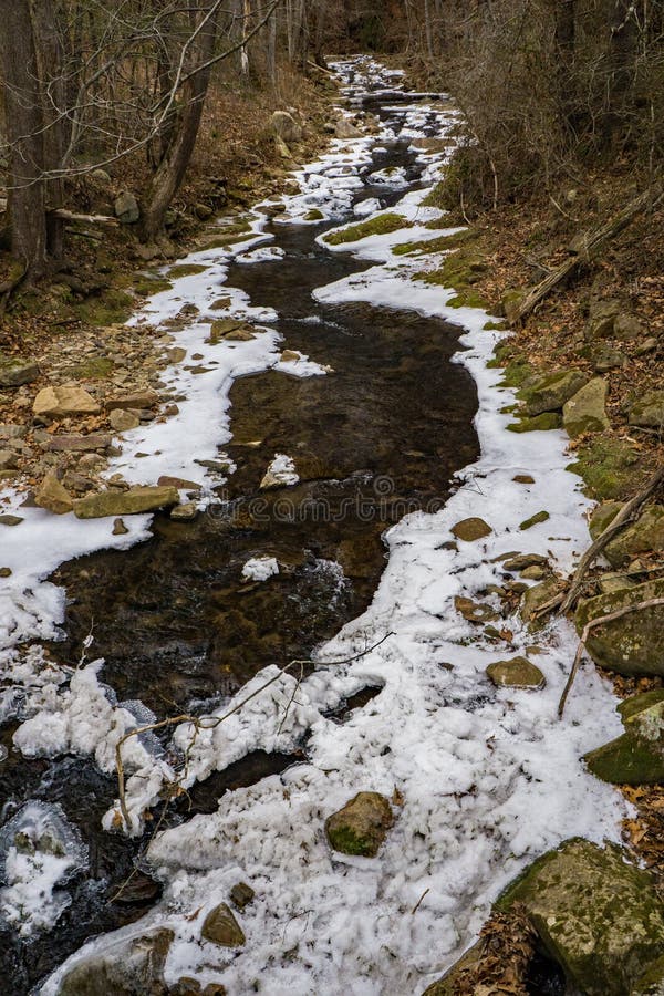 Winter View Roaring Run Creek. A winter view Roaring Run Creek located in the Appalachian Mountains, Botetourt County, Virginia, USA stock image Winter View Roaring Run Creek. A winter view Roaring Run Creek located in the Appalachian Mountains, Botetourt County, Virginia, USA stock image