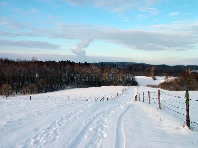 Winter in village