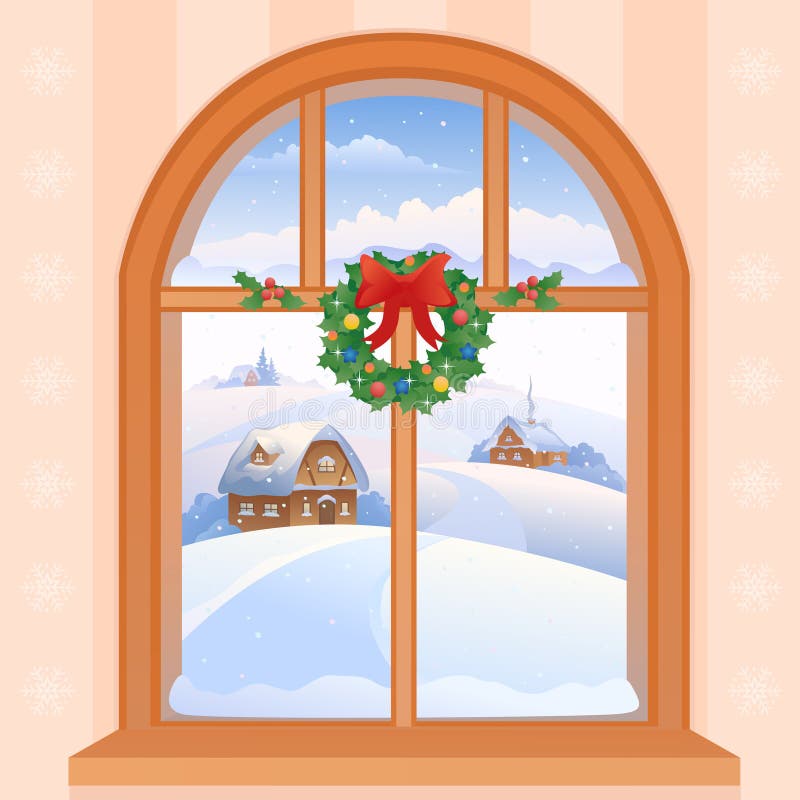 Winter window stock vector. Illustration of clipart, card - 60742787