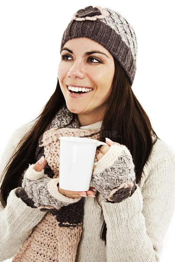 Winter woman drinking tea stock photo. Image of person - 29224426