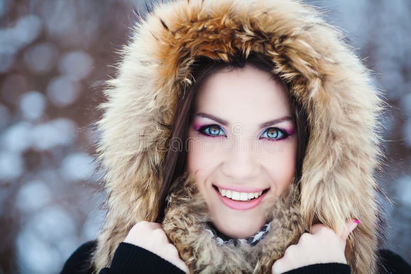 Young Woman Winter Portrait Stock Photo - Image of snowflake, snow ...