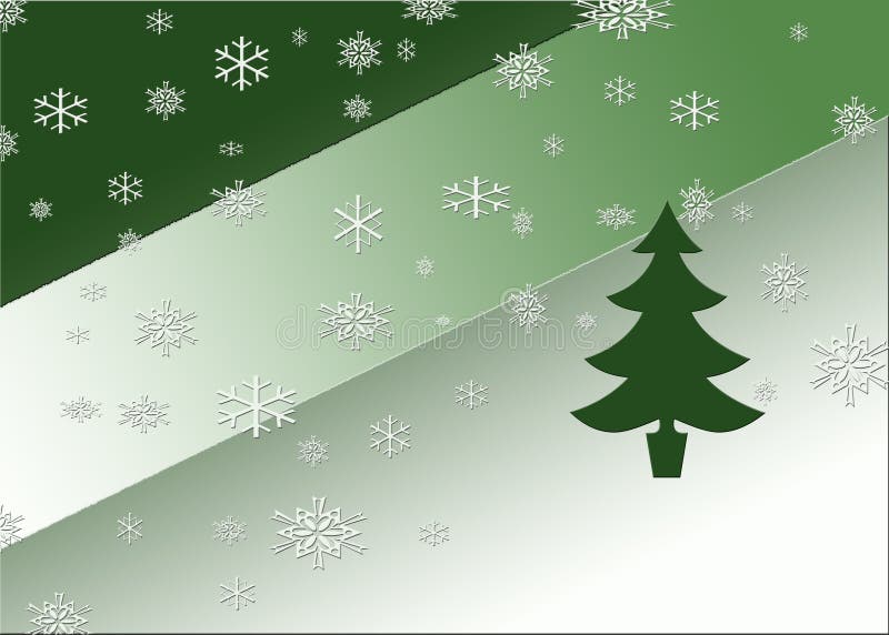 Green abstract background with a pine tree and snowflakes. Green abstract background with a pine tree and snowflakes.