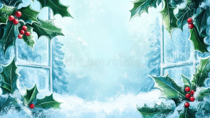 Fundal Winter Wonderland cu ferestre pline de sânge royalty free stock image