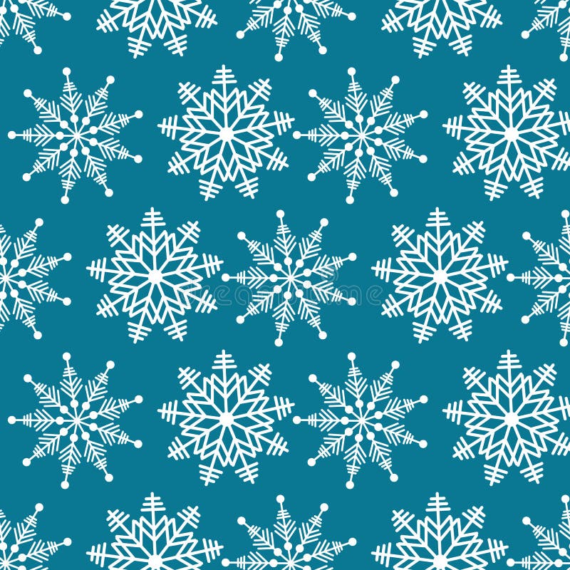 Winter wonderland delikat vitt snöflake kristaller på en tealblå bakgrund stock illustrationer