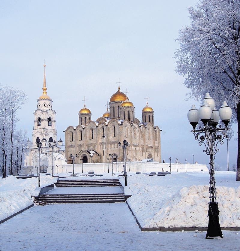 Winterabend-Annahme Kathedrale in Vladimir stockfotos Winterabend-Annahme Kathedrale in Vladimir stockfotos