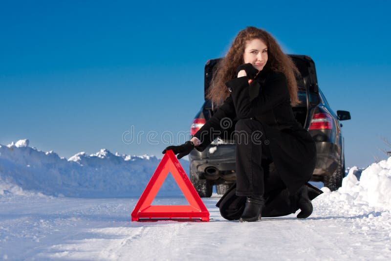 Winterautozusammenbruch stockfotografie Winterautozusammenbruch stockfotografie