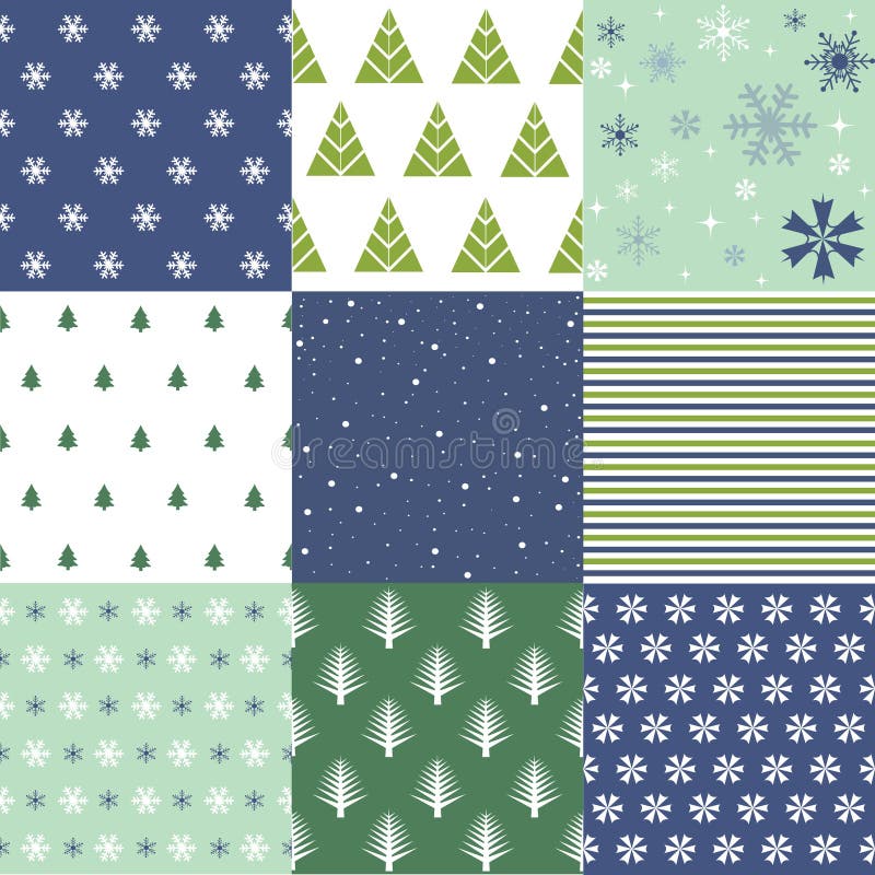 Winter christmas vector seamless patterns vector illustration